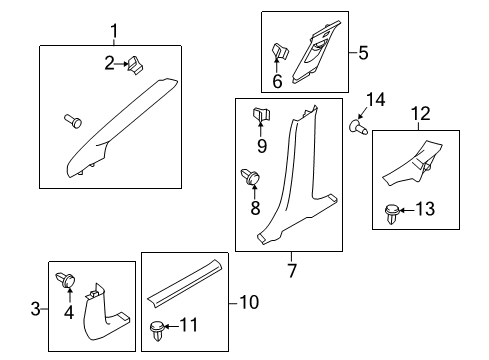 2012 Ford Focus Interior Trim - Pillars, Rocker & Floor Diagram 2 - Thumbnail