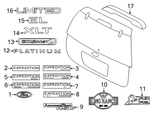 2007 Ford Expedition Exterior Trim - Lift Gate Diagram