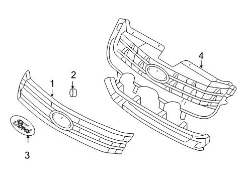 2009 Ford Fusion Grille & Components Diagram