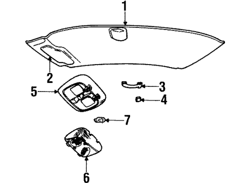 1996 Mercury Grand Marquis Interior Trim - Roof Diagram