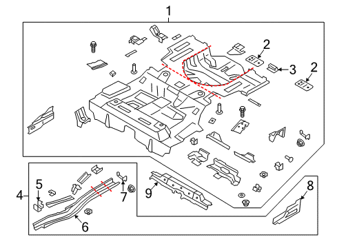 2018 Lincoln MKZ Rear Floor & Rails Diagram 1 - Thumbnail