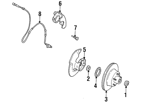 1990 Lincoln Town Car Kit - Brake Caliper Attachment Diagram for 1W7Z-2V386-AA