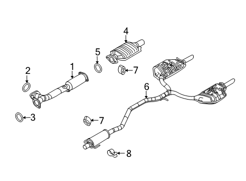 2007 Mercury Milan Centre And Rear Muffler Assembly Diagram for 6E5Z-5230-AA