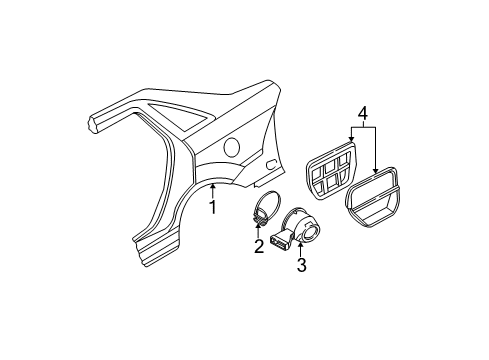 2005 Ford Focus Quarter Panel & Components, Exterior Trim, Body Diagram 3 - Thumbnail