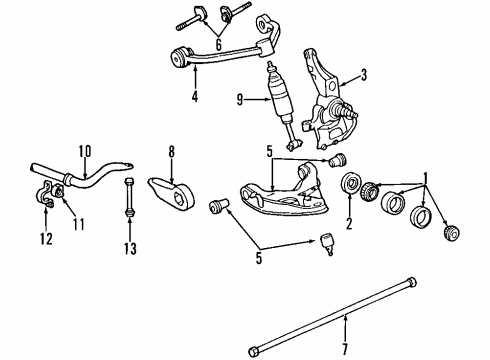 2001 Ford Explorer Front Suspension, Control Arm, Stabilizer Bar Diagram 4 - Thumbnail