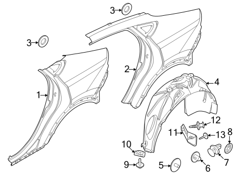 2021 Ford Mustang Mach-E Quarter Panel & Components Diagram