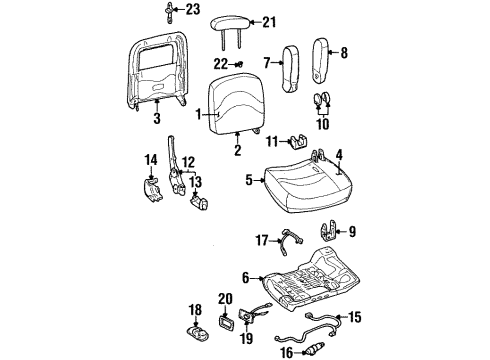 1999 Mercury Grand Marquis Armrest Pad Diagram for XW7Z-5465478-AA