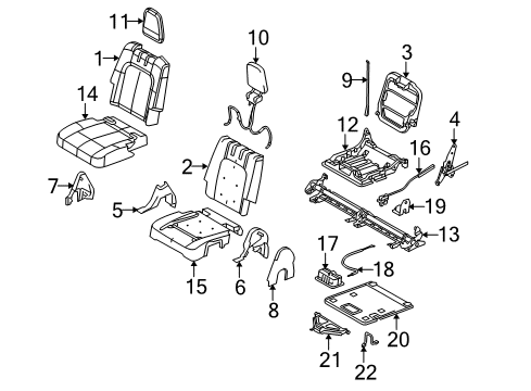 2014 Lincoln MKT Head Rest Assembly Diagram for AU5Z-96611A09-DH