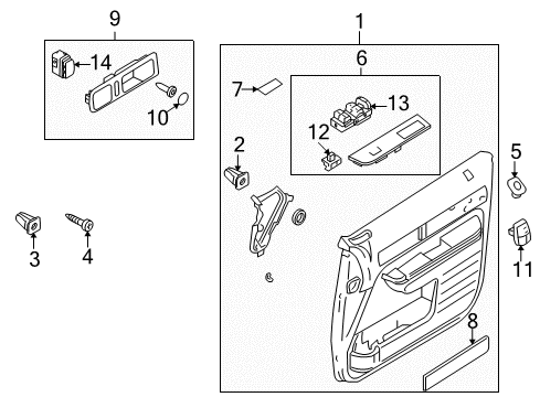 2010 Lincoln MKX Panel Assembly - Door Trim Diagram for 8A1Z-7823942-CB