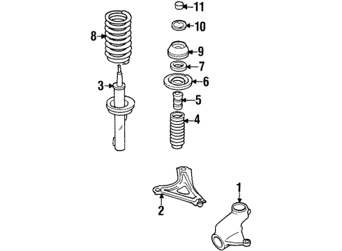 1996 Mercury Mystique Front Suspension, Control Arm, Stabilizer Bar Diagram 1 - Thumbnail