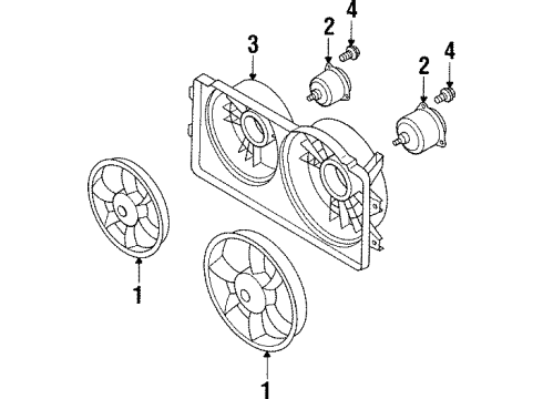 1993 Ford Probe Shroud Radiator Fan Diagram for F32Z8146B