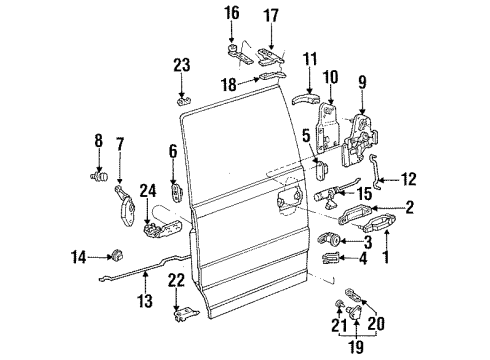 1992 Ford Aerostar Side Loading Door - Hardware Diagram