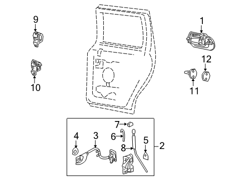 2004 Lincoln Navigator Rear Door - Lock & Hardware Diagram