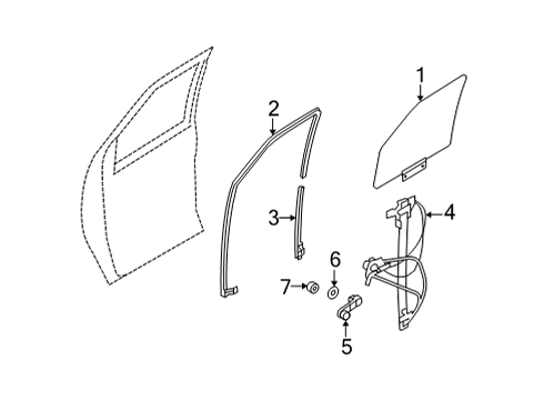 2017 Ford E-350 Super Duty Front Door Glass & Hardware Diagram