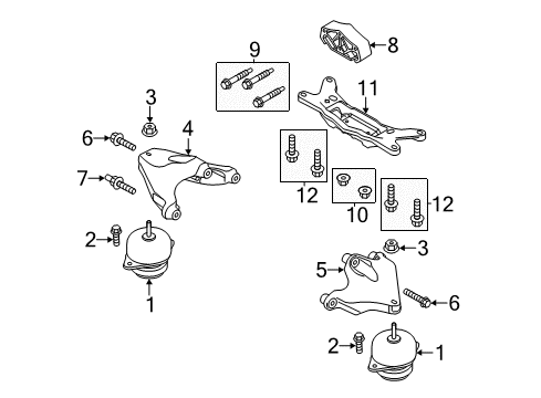 2014 Ford Mustang Engine & Trans Mounting Diagram