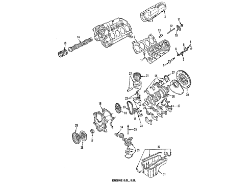 1993 Ford E-350 Econoline Club Wagon Engine Parts & Mounts, Timing, Lubrication System Diagram 1 - Thumbnail