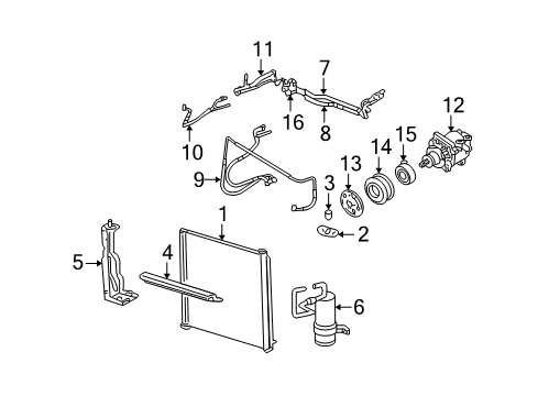 2005 Lincoln Aviator A/C Condenser, Compressor & Lines Diagram