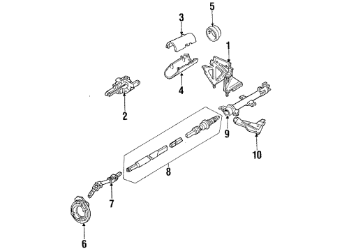 1986 Mercury Lynx Steering Shaft & Internal Components, Shroud, Switches & Levers Diagram