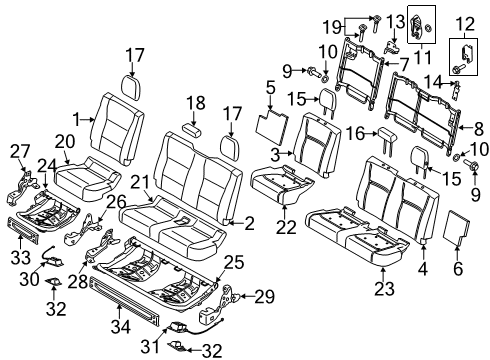 2021 Ford F-350 Super Duty COVER ASY - REAR SEAT BACK Diagram for KL3Z-1866600-CB