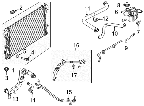 2019 Ford Police Interceptor Utility Radiator & Components Diagram