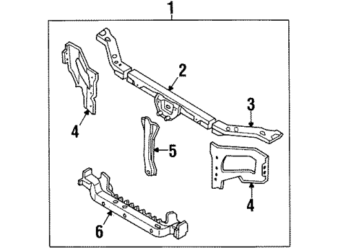 2000 Mercury Villager Support - Radiator Diagram for XF5Z-16138-BA