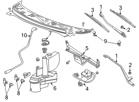 2007 Mercury Monterey Windshield - Wiper & Washer Components Diagram