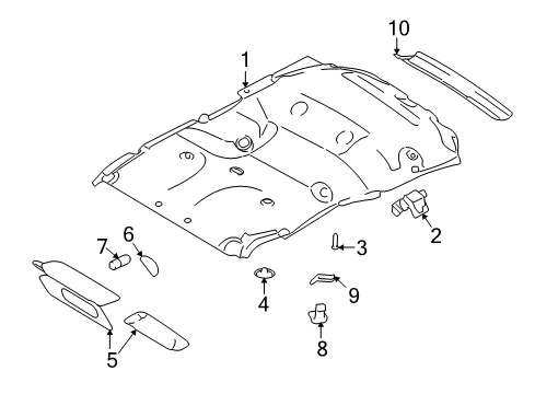 2008 Lincoln Navigator Headlining - Roof Diagram for 8L7Z-7851944-DA