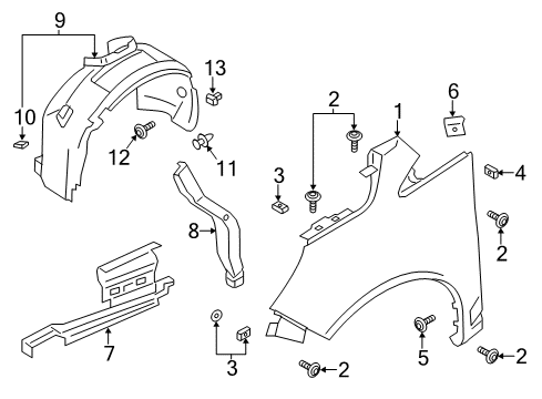 2014 Ford C-Max Fender & Components Diagram