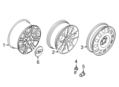 2015 Ford Special Service Police Sedan Wheels, Center Cap Diagram 1 - Thumbnail