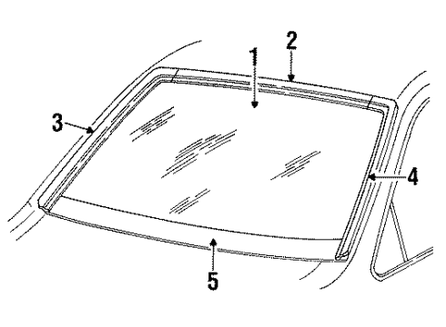 1986 Ford Thunderbird Windshield Glass Diagram