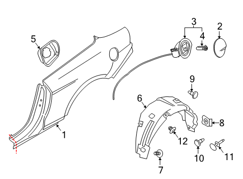 2023 Ford Mustang Quarter Panel & Components Diagram