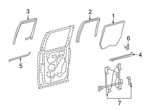 2008 Lincoln Mark LT Glass - Rear Door Diagram for 4L3Z-1625713-AA