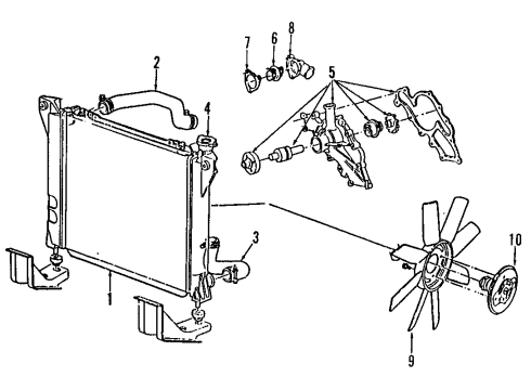 1992 Ford Explorer Cooling System, Radiator, Water Pump, Cooling Fan Diagram