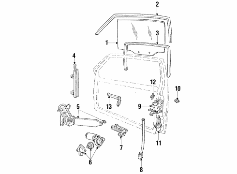 1986 Lincoln Mark VII Front Door, Body Diagram