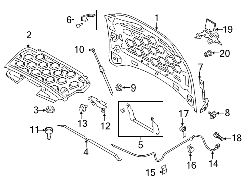 2018 Lincoln Continental Hood & Components Diagram