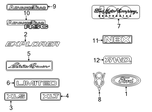 2002 Ford Explorer Exterior Trim - Lift Gate Diagram