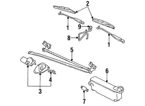 1994 Mercury Topaz Wiper & Washer Components Diagram