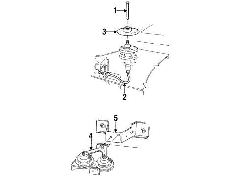 1996 Ford Mustang Antenna & Radio, Horn Diagram