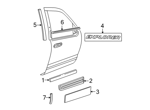 2002 Ford Explorer Panel Assembly - Door - Outer Diagram for 1L2Z-7820878-CBB