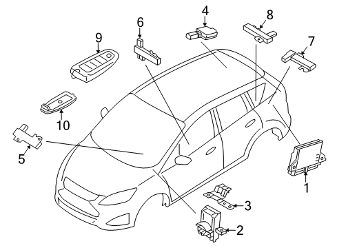 2014 Ford C-Max Keyless Entry Components Diagram