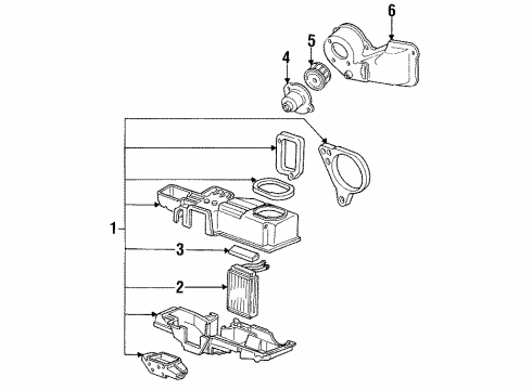 1991 Ford Ranger Heater Core & Control Valve Diagram