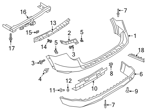 2020 Ford Police Interceptor Utility Rear Bumper Diagram 2 - Thumbnail