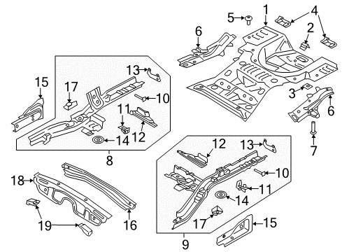 2018 Lincoln Continental Rear Floor & Rails Diagram