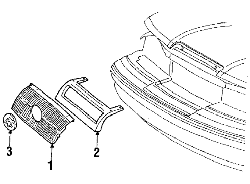 1997 Mercury Cougar Grille Assembly Radiator Diagram for F6WY8200A