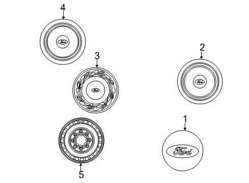 1998 Ford E-150 Econoline Wheel Covers & Trim Diagram