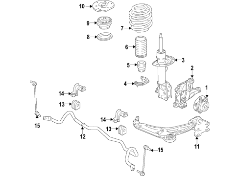 2017 Lincoln MKX Front Suspension Components, Lower Control Arm, Ride Control, Stabilizer Bar Diagram