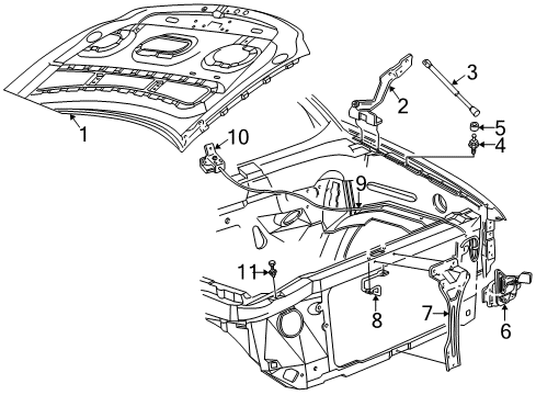 2001 Ford F-150 Hood & Components, Body Diagram