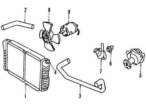 1984 Ford EXP Cooling System, Radiator, Water Pump, Cooling Fan Diagram