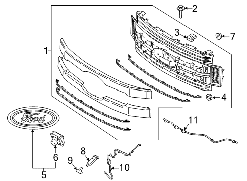 2019 Ford F-350 Super Duty Grille & Components Diagram 1 - Thumbnail