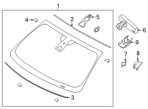 2014 Lincoln MKS Windshield Glass Diagram